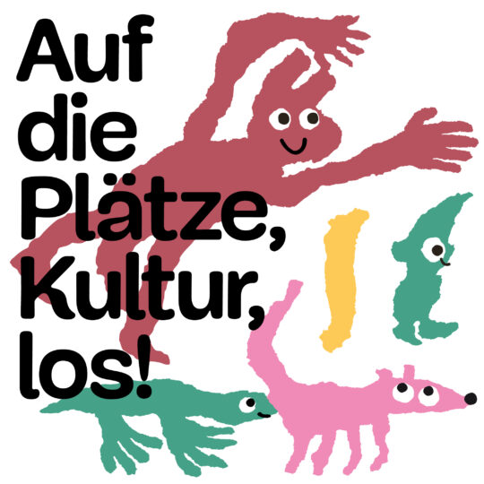 Visual KinderKulturMonat, mit dem Spruch: "Auf die Plätze, Kultur, los!"