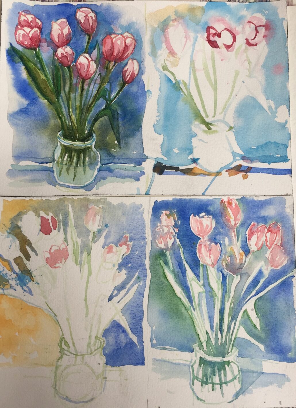 Aus Aquarell gemalte Blumen.